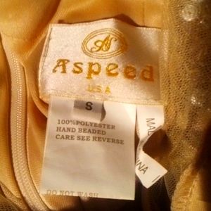 Small 100% polyester "Aspeed" Hand made full top 2 bottom Beaded dress